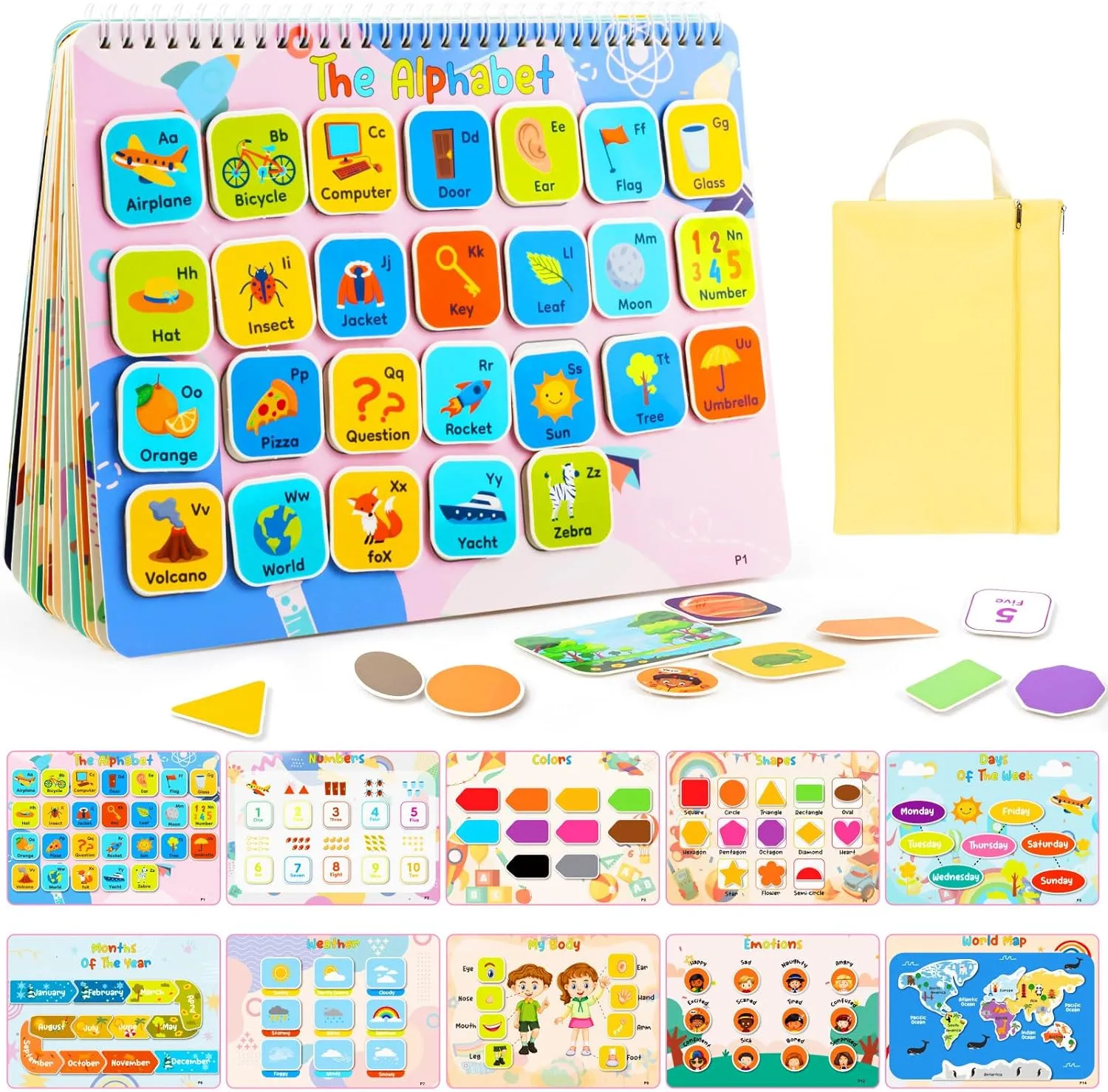 Kids Book Gifts for 3 4 5 Year Old Girls, Pre-assembled Stickers & Reusable, Activity Books for Kids Ages 3-5 - Learning Activities,Toddler Educational Toys, Autism Learning Support, Back to School