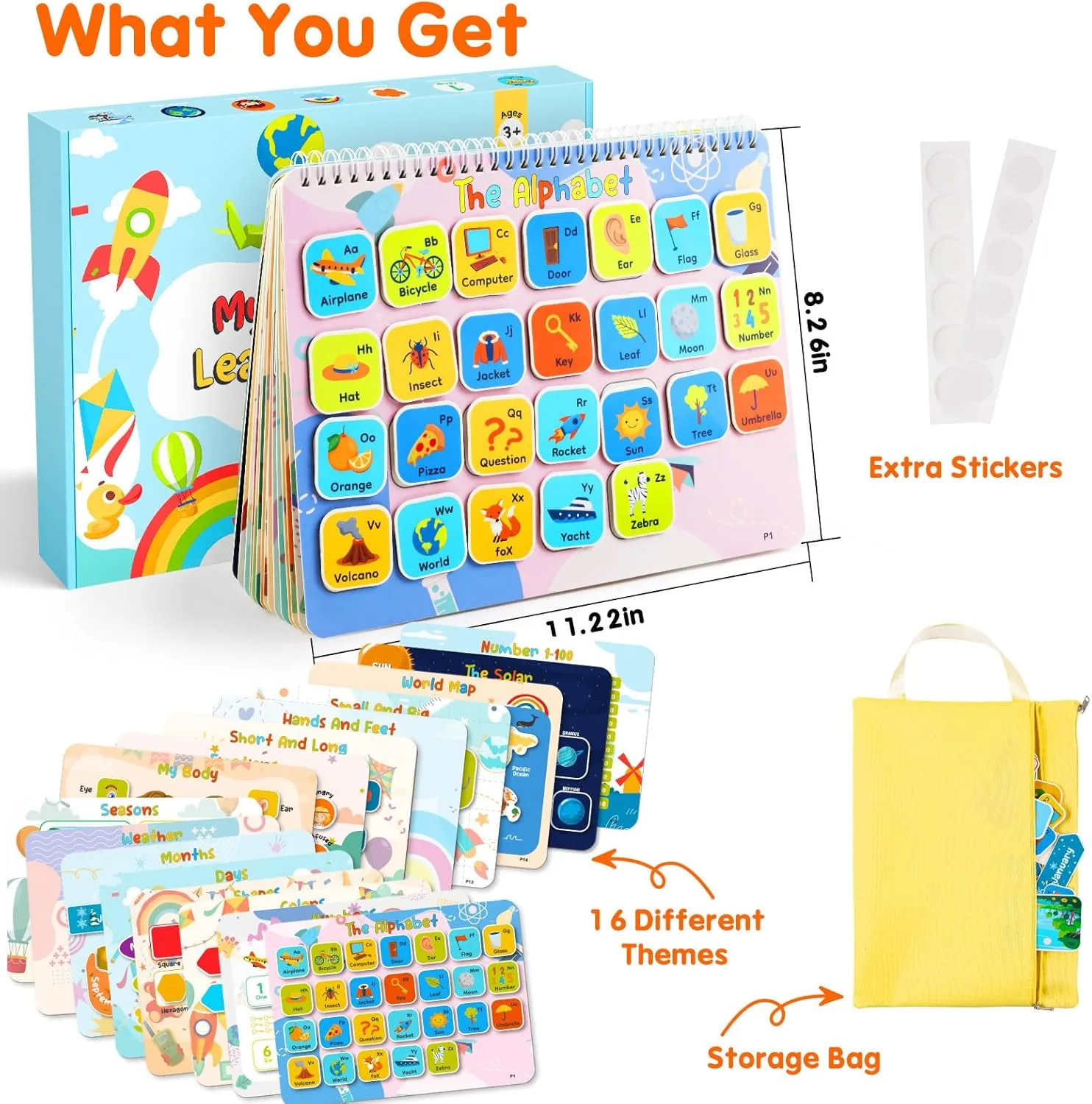 Kids Book Gifts for 3 4 5 Year Old Girls, Pre-assembled Stickers & Reusable, Activity Books for Kids Ages 3-5 - Learning Activities,Toddler Educational Toys, Autism Learning Support, Back to School