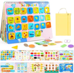 Kids Book Gifts for 3 4 5 Year Old Girls, Pre-assembled Stickers & Reusable, Activity Books for Kids Ages 3-5 - Learning Activities,Toddler Educational Toys, Autism Learning Support, Back to School