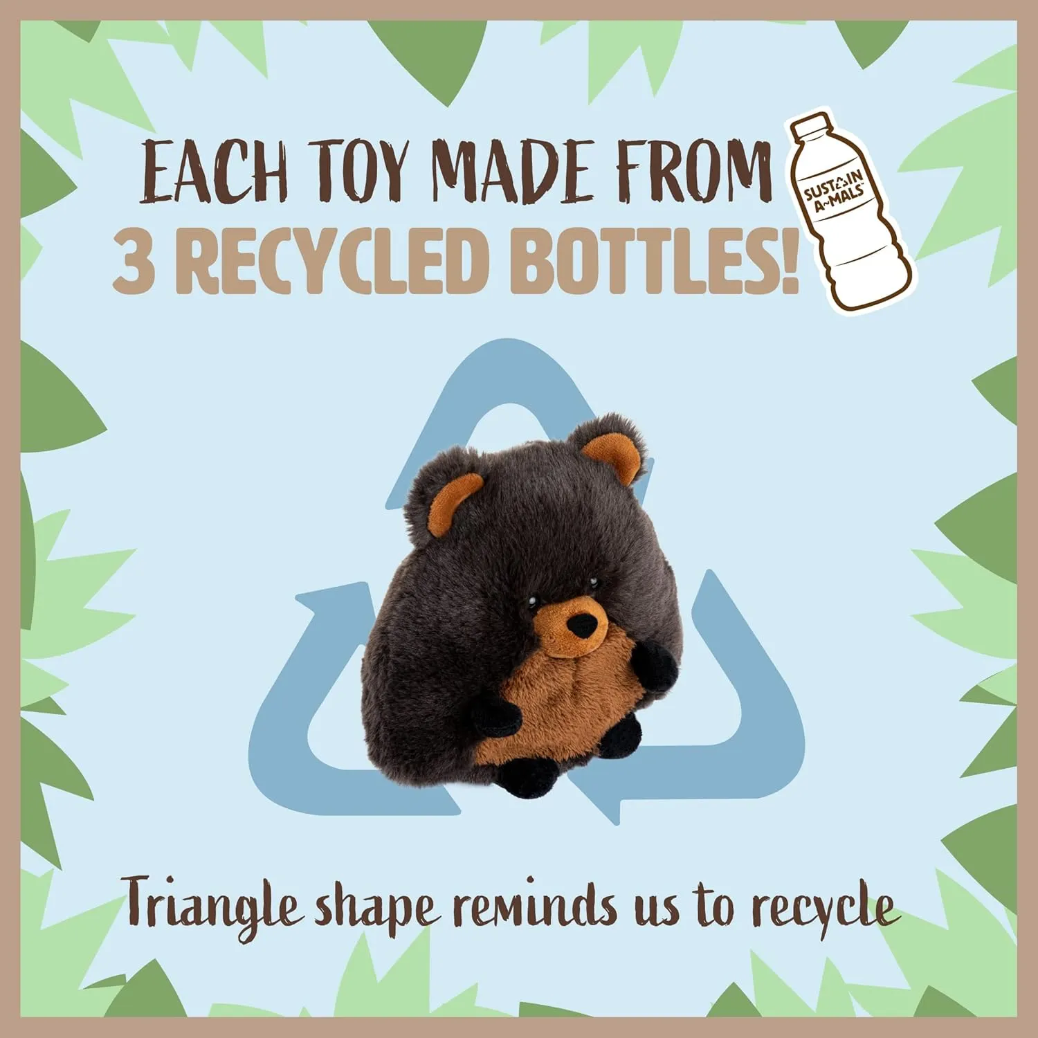 KIDS PREFERRED Sustain a-mals Kai The Black Bear Stuffed Animal Plush, Made with Recycled Materials