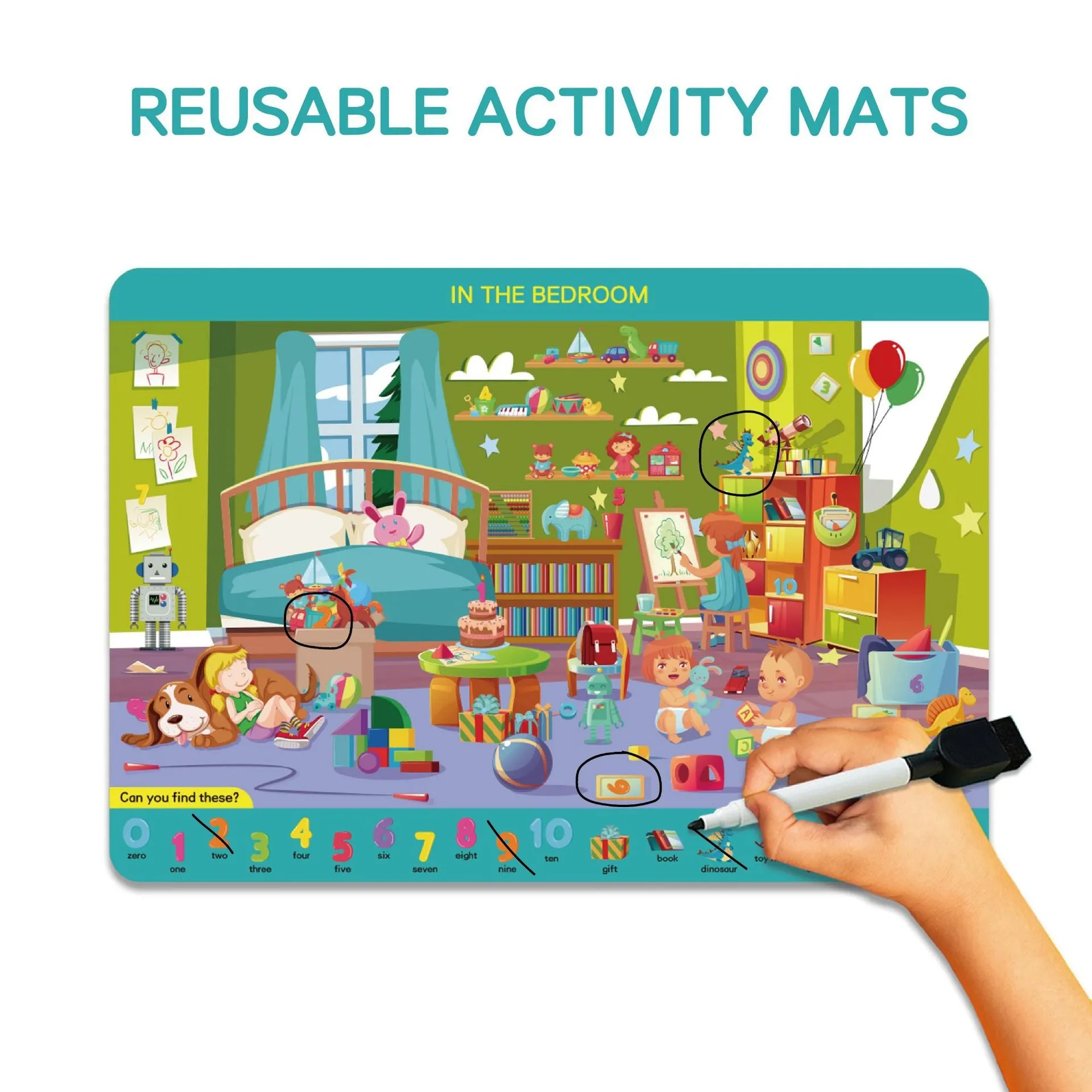 Kids Reusable Activity Book – Search & Find Preschool Learning Toy Pad