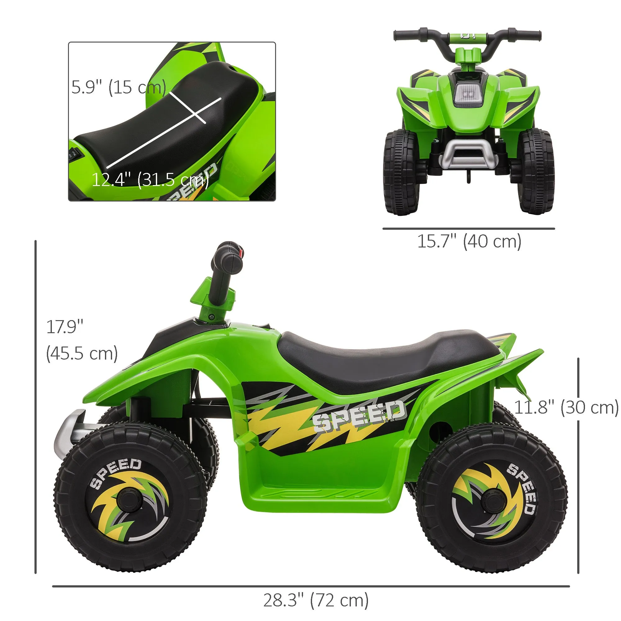 Kids Ride on ATV, 6V Battery Powered Quad Car with Forward, Reverse Switch, for Boys Girls 18-36 Months, Green