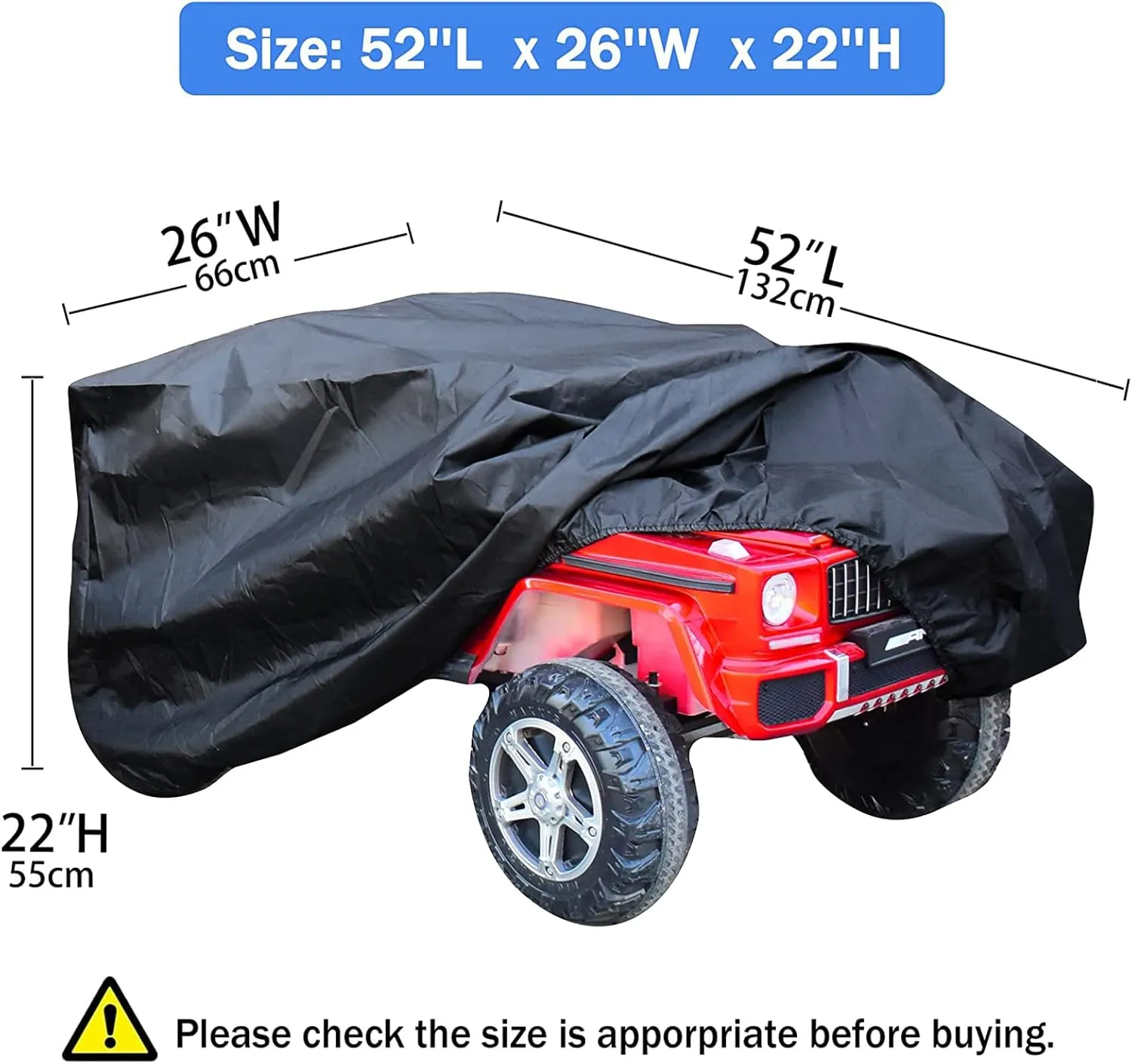 Kids Ride-On Toy Car Cover, 52 x 26 x 22inch Outdoor Water Resistant Protection Cover Power Wheels Cover Waterproof for Children Wheels Toy Electric Car