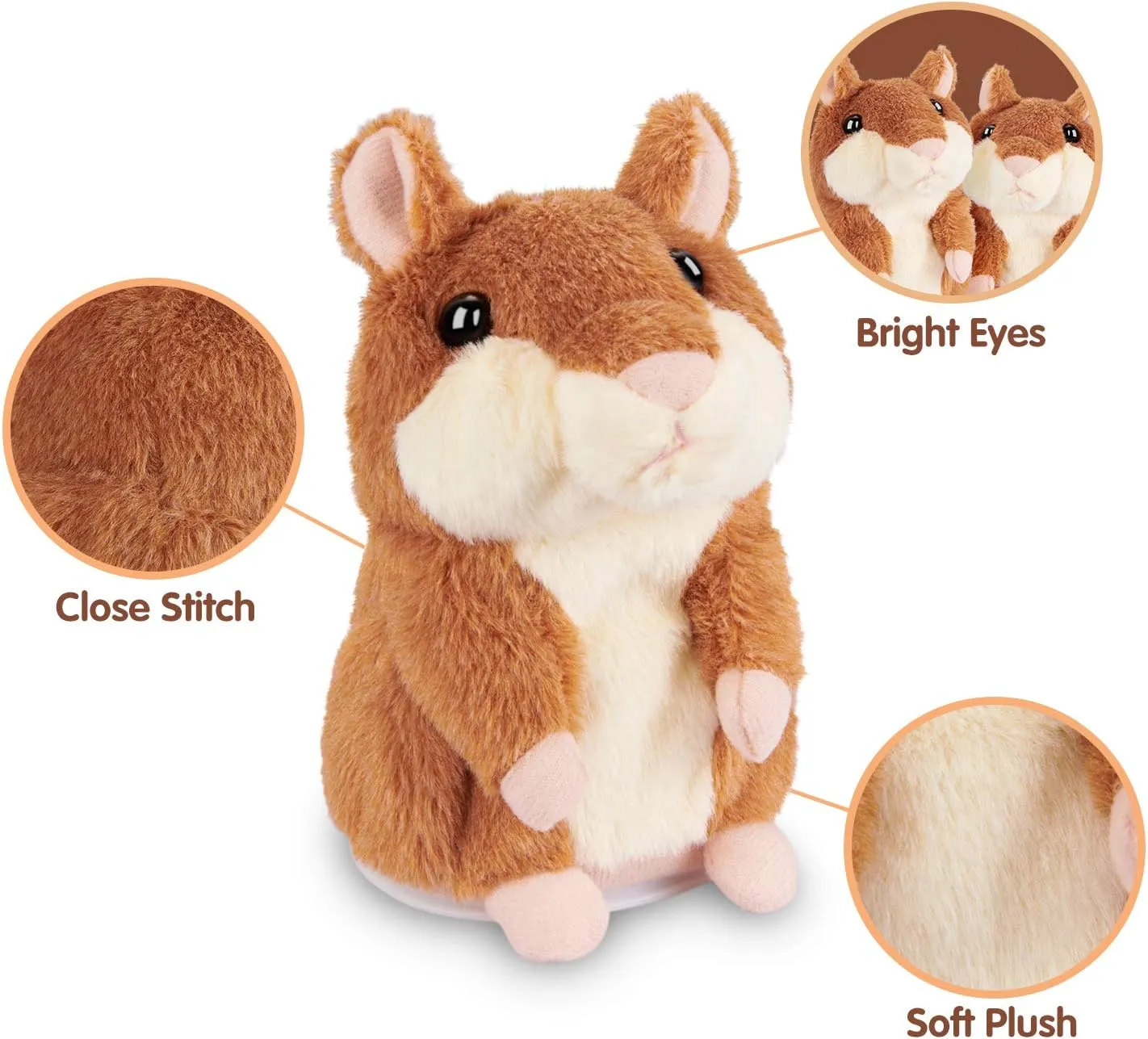 Kids Toddler Toys for Ages 2-4, Talking Hamster Repeats What You Say, Interactive Plush Repeating Toy for 2 3 4 5 6 8 Year Old Boy Girl Birthday Gift (Brown)