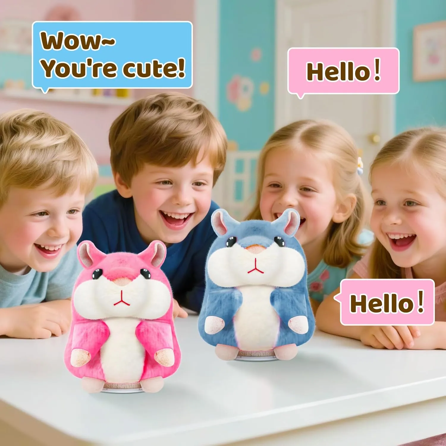 Kids Toddler Toys for Ages 2-4, Talking Hamster Repeats What You Say, Interactive Plush Repeating Toy for 2 3 4 5 6 8 Year Old Boy Girl Birthday Gift (Gray)