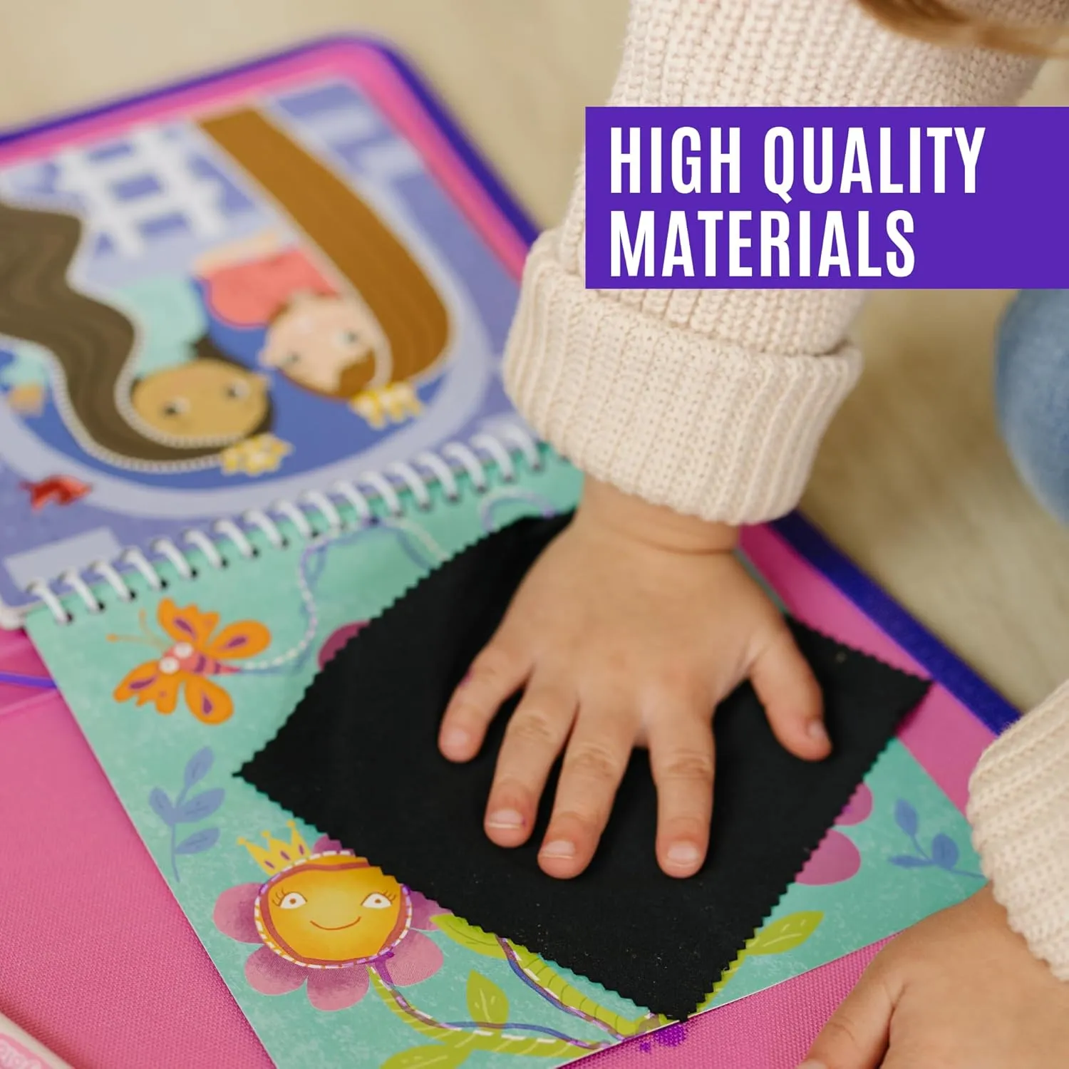Kids Travel Educational Activity Book with Washable Markers - Car and Airplane Activities, Learning Toys for Toddlers- Search and Find, Reusable Stickers for Ages 4, 5, 6 (Princess)