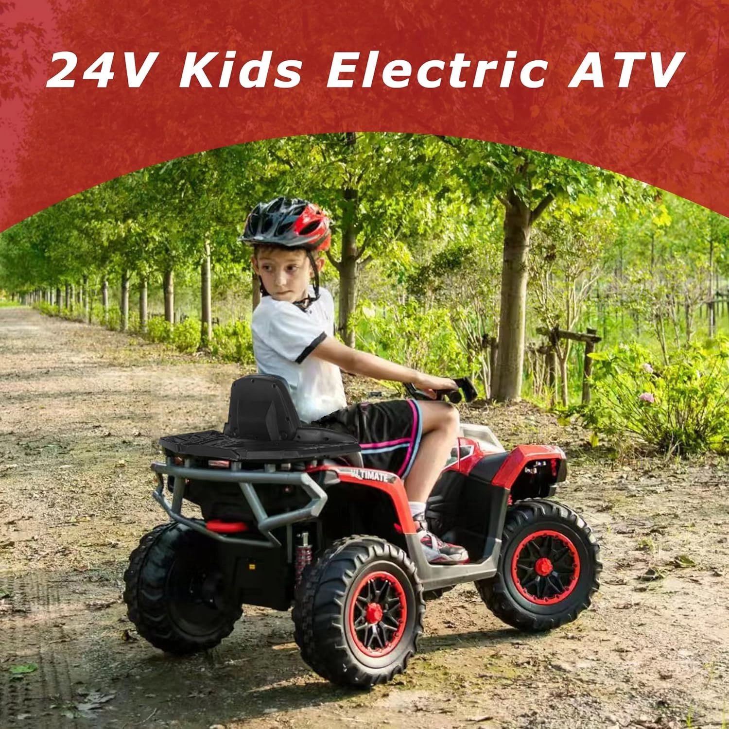 Kids ATV 4 Wheeler, 24V 4WD Electric ATV Ride On Toy for Big Kid w/ 2-Seater, 4x200W Motor, 6Mph Max Speed - Blue