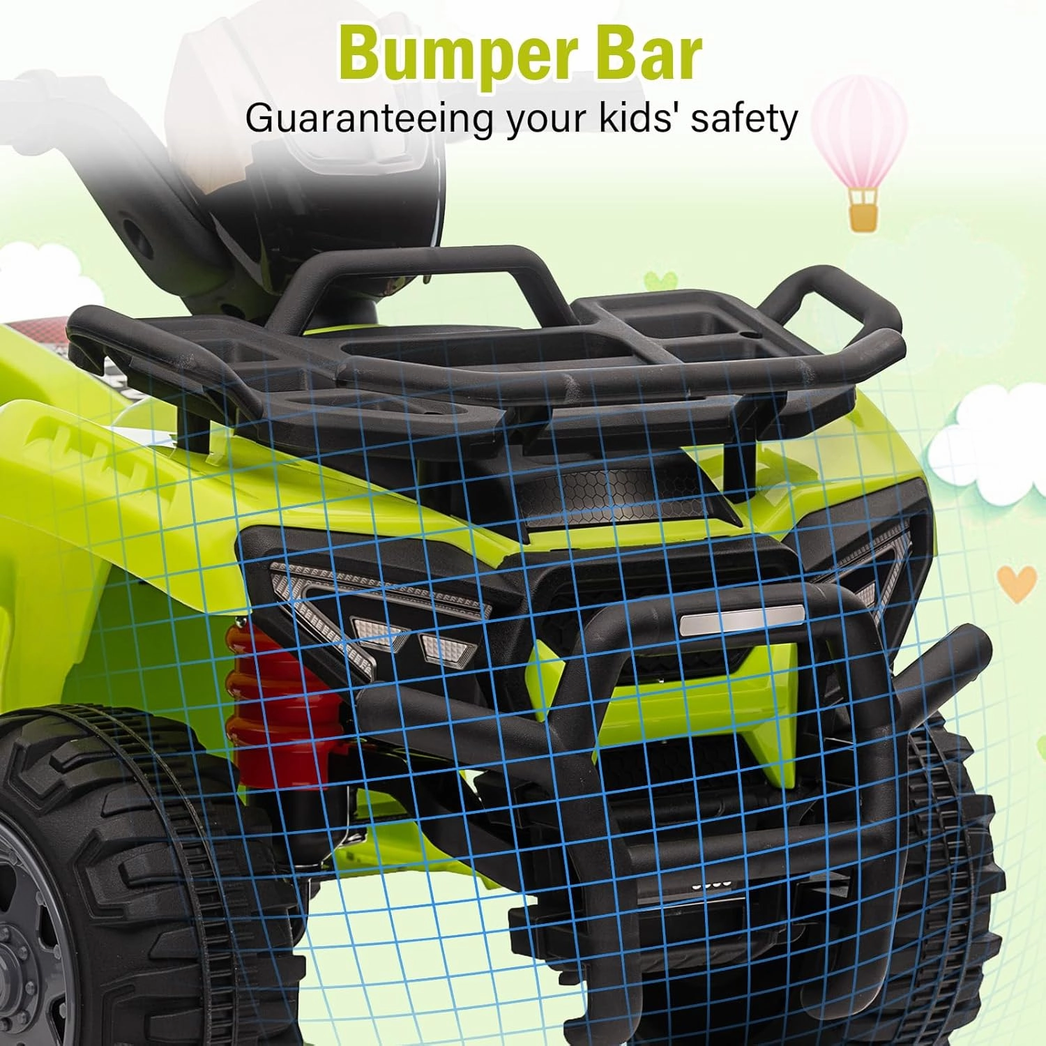 Kids ATV 4 Wheeler, 6V Ride on Toy Car for Toddlers Boys & Girls w/1.8 Mph Max Speed, Wear-Resistant Wheels, Music, Kids Cars to Drive Battery Powered Four Wheeler for Toddler, Green