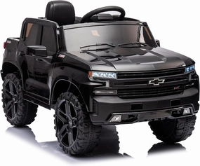 Kids Ride on Electric Vehicles Truck Car 12V Battery 4 Power Wheel Toy Cars for Age 1-3-5-8 Baby Toddler to Drive with Remote Control Chevrolet Silverado Pickup Kid Car for Boys Girls (Black)