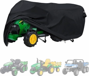 Kids Ride On Tractor Cover Power Wheels Covers Kids Ride On Toy Car cover for Tractor with Trailer, Outdoor Waterproof UV Resistant Fade Resistant All Season Protective, Black