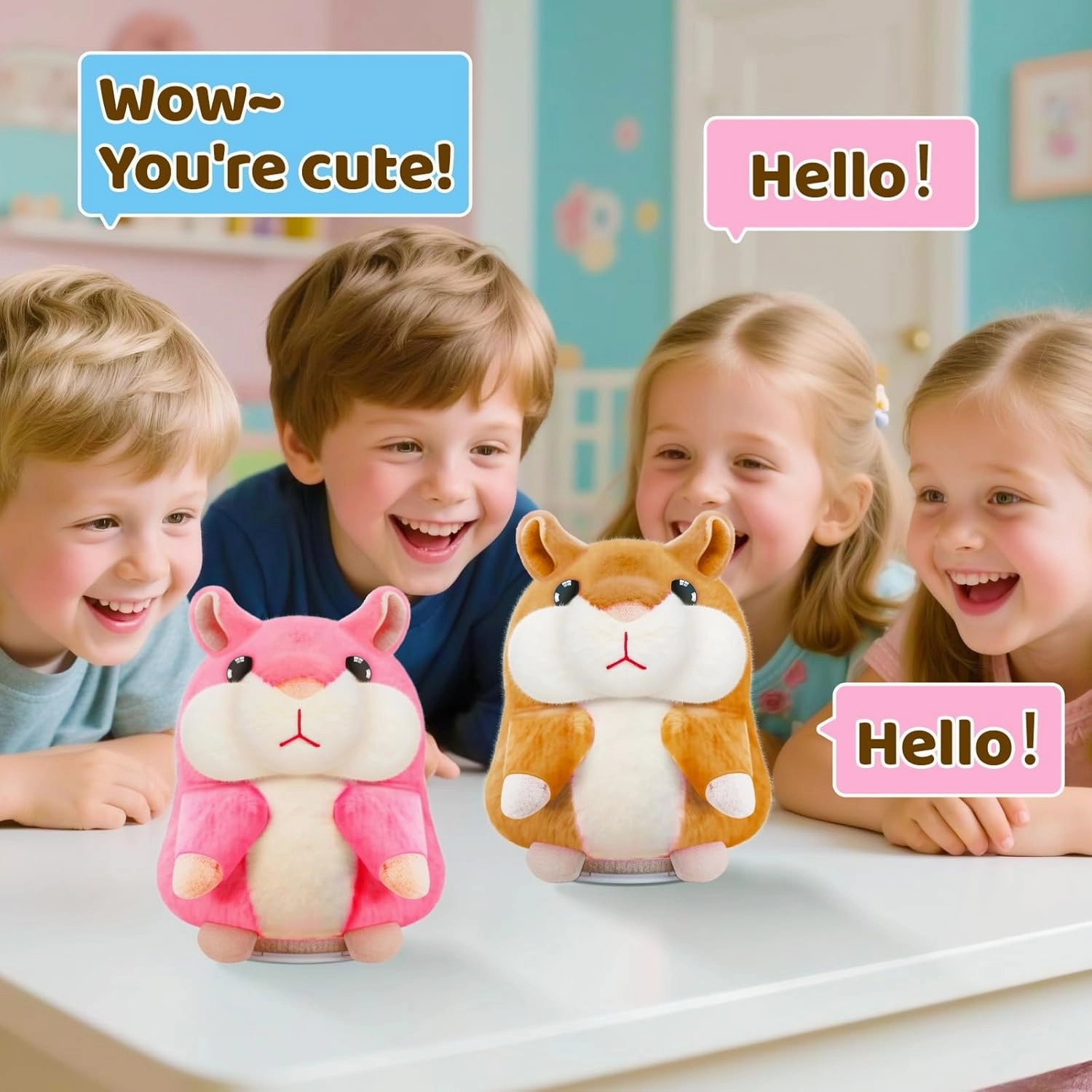 Kids Toddler Toys for Ages 2-4, Talking Hamster Repeats What You Say, Interactive Plush Repeating Toy for 2 3 4 5 6 8 Year Old Boy Girl Birthday Gift (Brown)