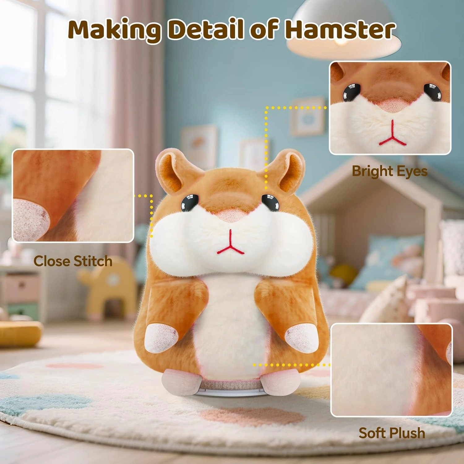 Kids Toddler Toys for Ages 2-4, Talking Hamster Repeats What You Say, Interactive Plush Repeating Toy for 2 3 4 5 6 8 Year Old Boy Girl Birthday Gift (Brown)