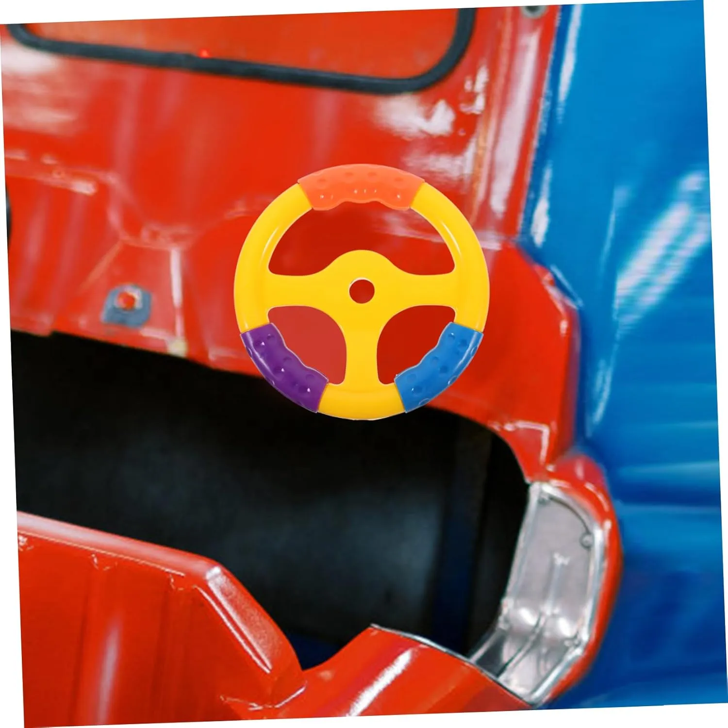 Kisangel Steering Wheel for Interactive Driving Learning Accessory for Swing Cars Fitness Bikes Safe Material Compatible with Various Models Fun Playground Game Wheel