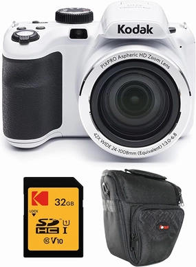 Kodak PIXPRO AZ425 Astro Zoom 20MP Digital Camera (White) Bundle with 32GB Memory Card (2 Items)