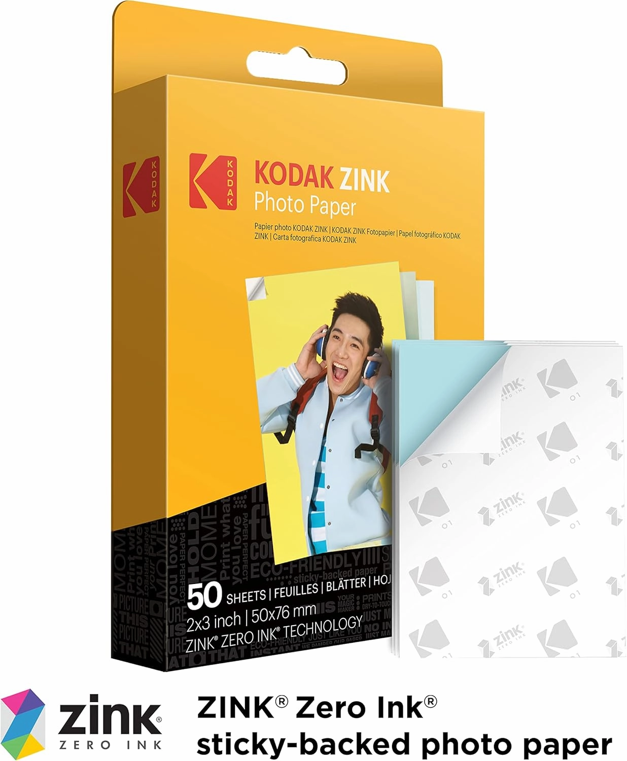 KODAK Step Instant Smartphone Photo Printer - 75 Sheets Bundle - Portable Mini Color Wireless Mobile Printer - Zink 2x3” Sticky-Back Photos - Bluetooth Compatible with Smart Devices - Fun App -Black