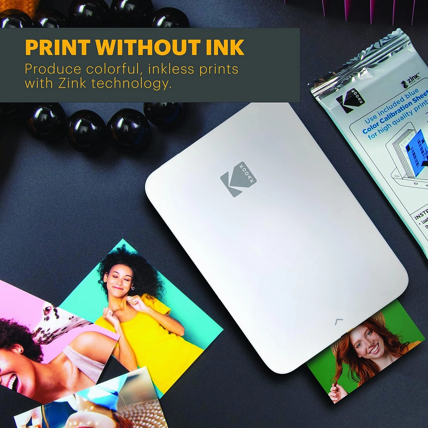 KODAK Step Instant Smartphone Photo Printer - 75 Sheets Bundle - Portable Mini Color Wireless Mobile Printer - Zink 2x3” Sticky-Back Photos - Bluetooth Compatible with Smart Devices - Fun App -Black