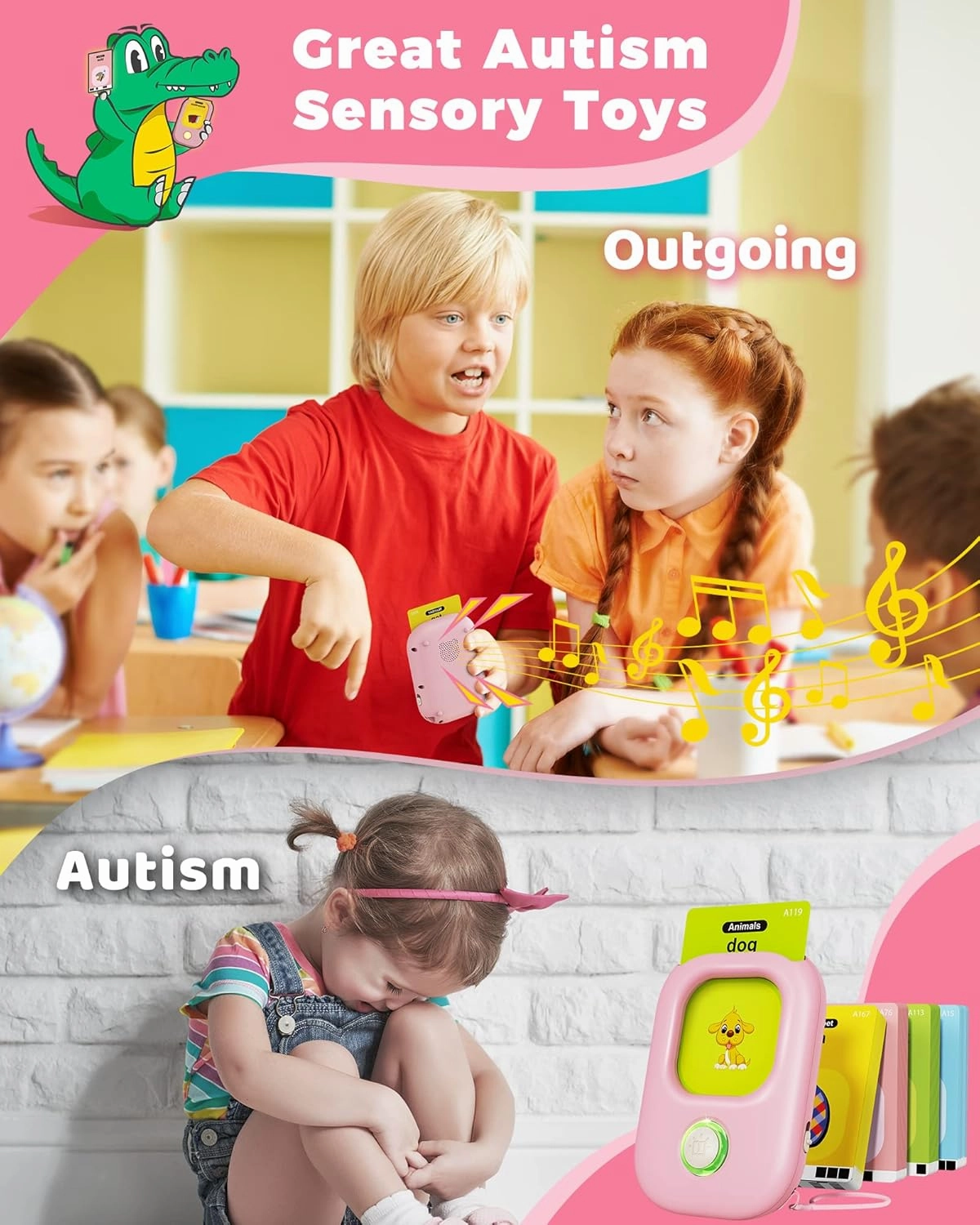 KOKODI Toddler Toys for Girls 2 3 4 5 Year Old, Learning Talking Flash Cards Toys for Autistic Toddlers, Educational Pocket Sensory Gifts for Kids, Autism Toys with 224 Sight Words, Montessori Toys