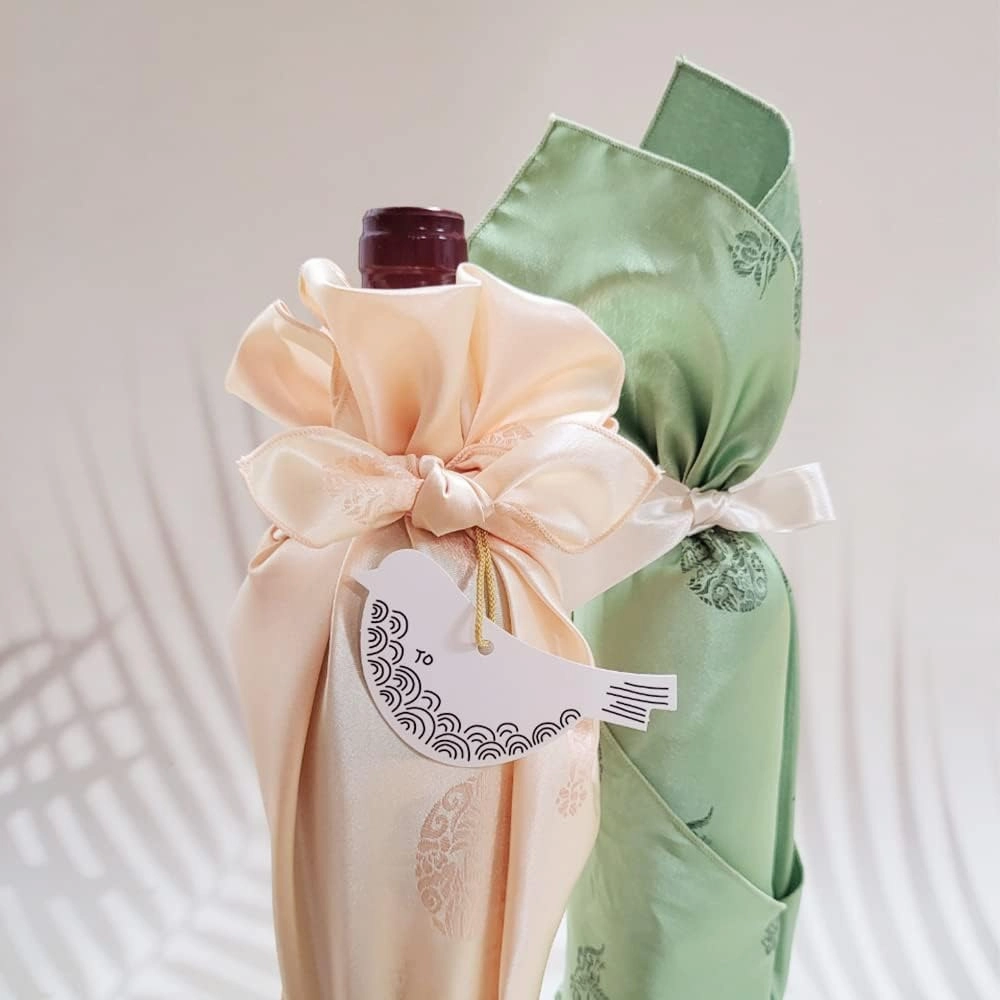 Korean Traditional Fabric Bojagi Wrapping gift wrapping, wine bottle wrapping(21"X21") (Peach)