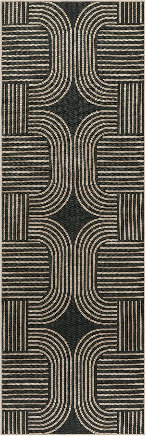 Lahome Modern Geometric Runner Rug, 2x6 Laundry Room Rug Runners for Hallways Non Slip, Washable Outdoor Carpet with Rubber Backing, Farmhouse Non Shedding Kitchen Mats for Floor Entryway