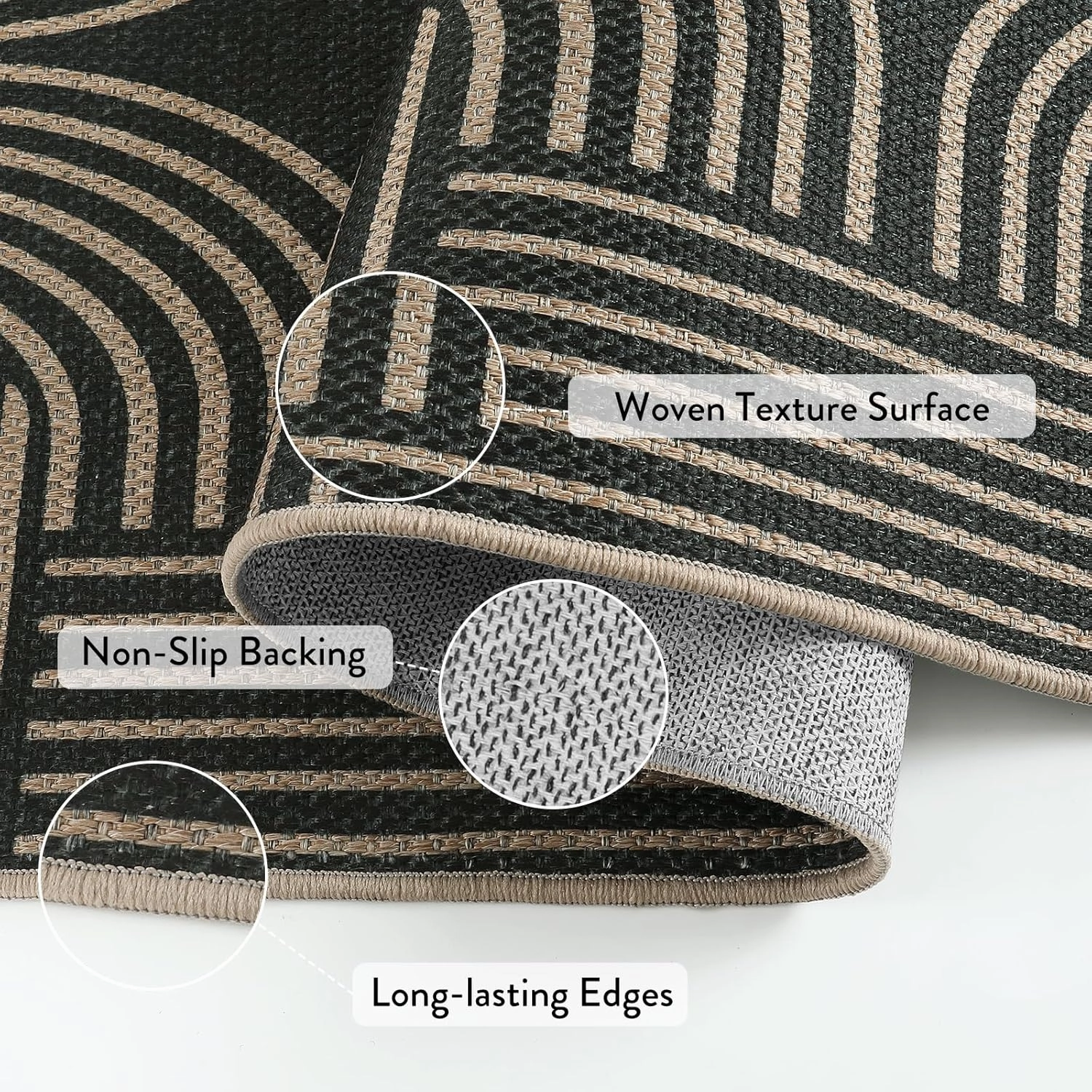 Lahome Modern Geometric Runner Rug, 2x6 Laundry Room Rug Runners for Hallways Non Slip, Washable Outdoor Carpet with Rubber Backing, Farmhouse Non Shedding Kitchen Mats for Floor Entryway