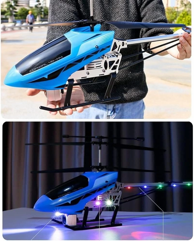 Large 72CM 4K Dual Camera Remote Control Helicopter, Alloy Drop-Proof RC Helicopter with Colored LED Light, Night Sky Flight Gifts for Teens, Boys and Girls