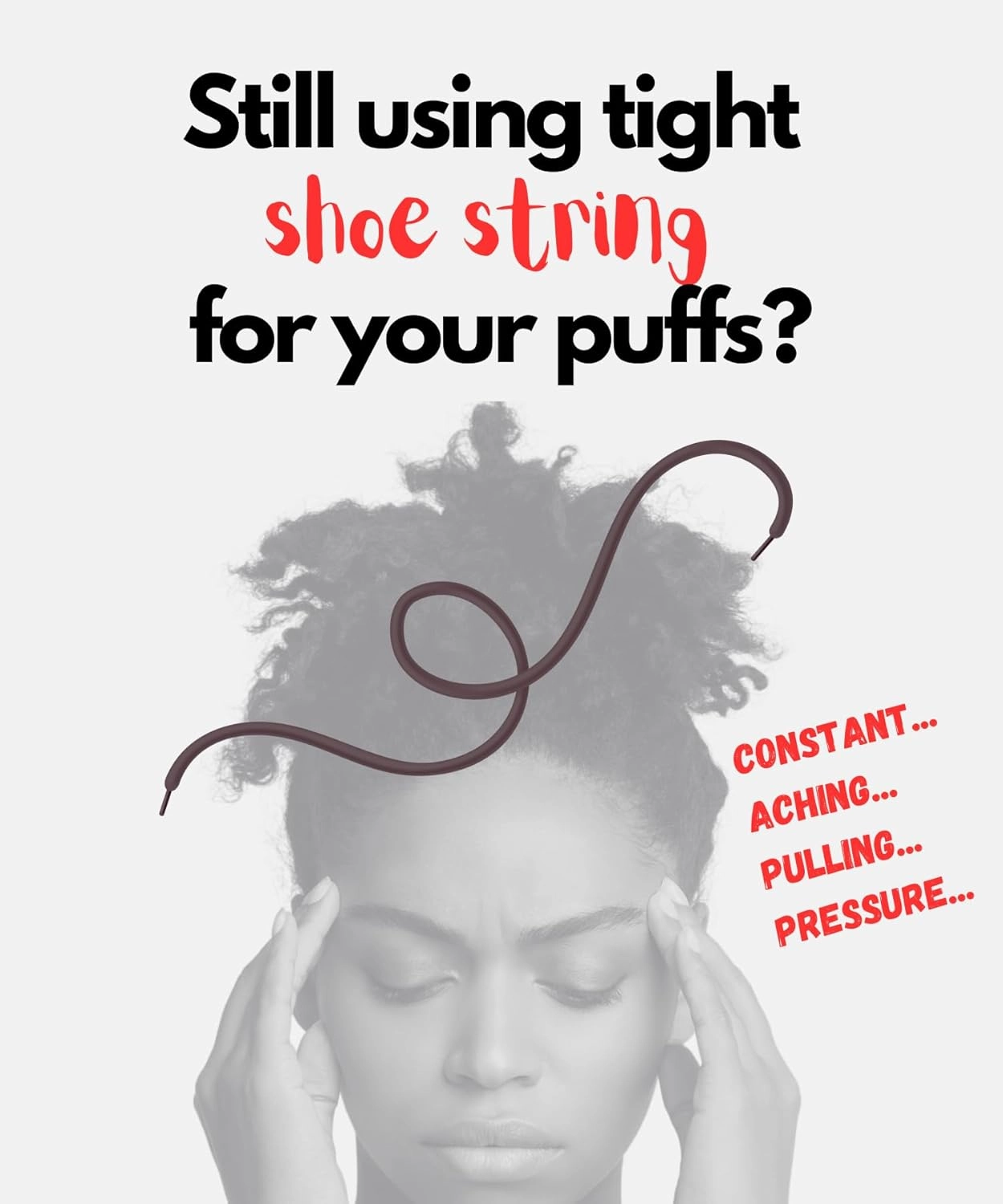 Large Hair Band for Thick, Curly, Natural Hair - Cushioned No Damage Hair Ties Ideal For Braids, Pineapple Hair - Afro Puff Ponytail Holder - Adjustable, Extra Stretchy (Black 2Pk)