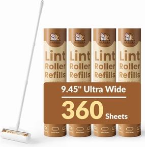 Large Lint Rollers for Floor: Ordora Lint Roller for Pet Hair Extra Sticky, 9.45in Wide and 45in Long Extendable Handle with 360 Sheets | Heavy-Duty Sticky Mop for Carpets for Dog & Cat Owners