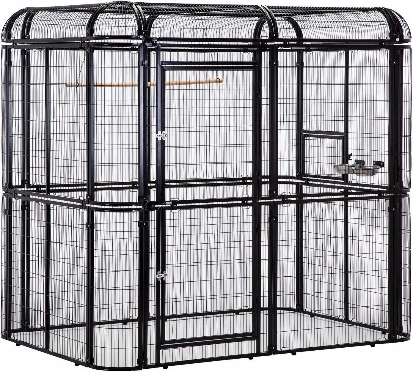 Large Walk-in Cages Heavy Duty Bird Cage Outdoor Aviary Parrot Macaw Conure Lovebird Pet House Finch Parakeet Cockatiel Macare Birdcages Black