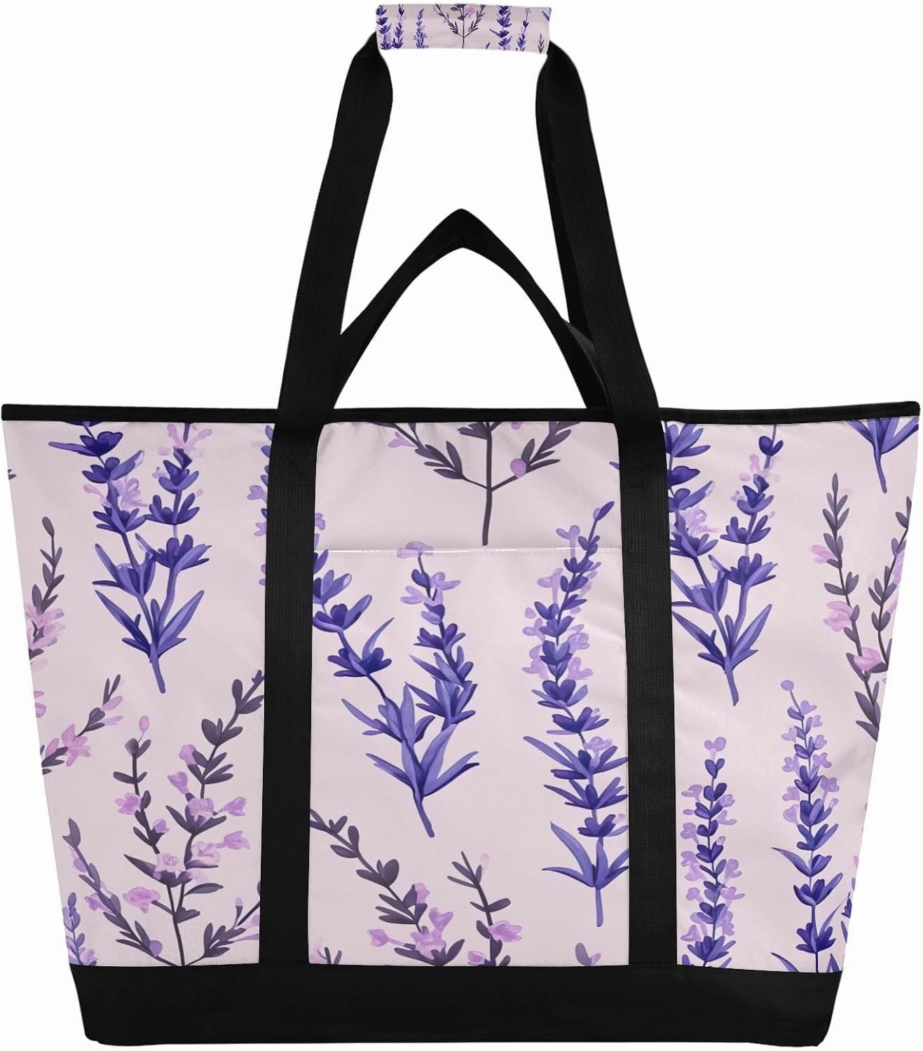 Lavender Reusable Insulated Lunchbox Cooler Bag, Leakproof Kitchen Grocery Bag Collapsible Portable Cooler Tote Bag for Picnic, Camping, Office, Travel
