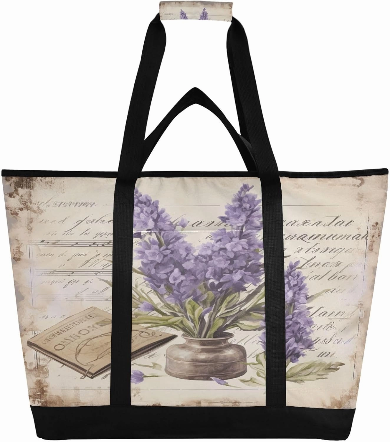 Lavender Reusable Insulated Lunchbox Cooler Bag, Leakproof Kitchen Grocery Bag Collapsible Portable Cooler Tote Bag for Picnic, Camping, Office, Travel