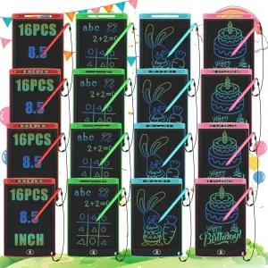 LCD Writing Tablet for Kids Bulk 8.5" Reusable Doodle Board Educational Drawing Pad for Kids for School Party Favor Return Gifts for Kids Boys Girls Toys Bulk (16)