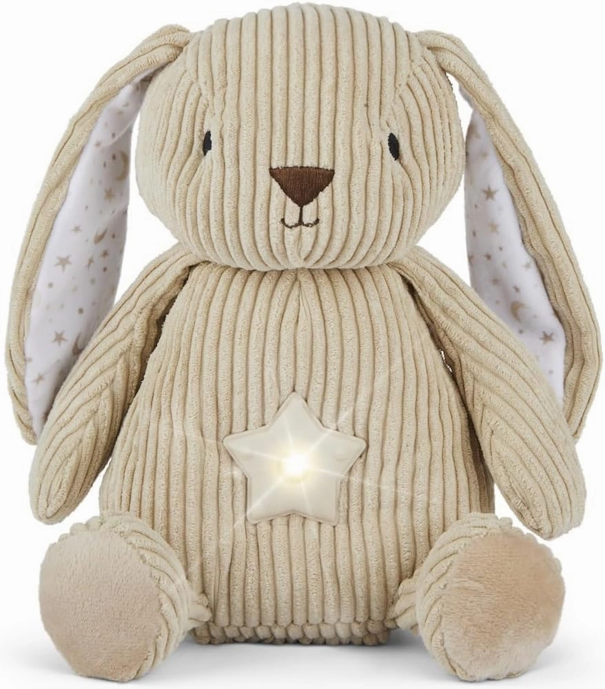 LED Plush Bunny Starlight Projector - Light Up Stuffed Animal Night Light Toy, Star/Moon Pattern, 13"