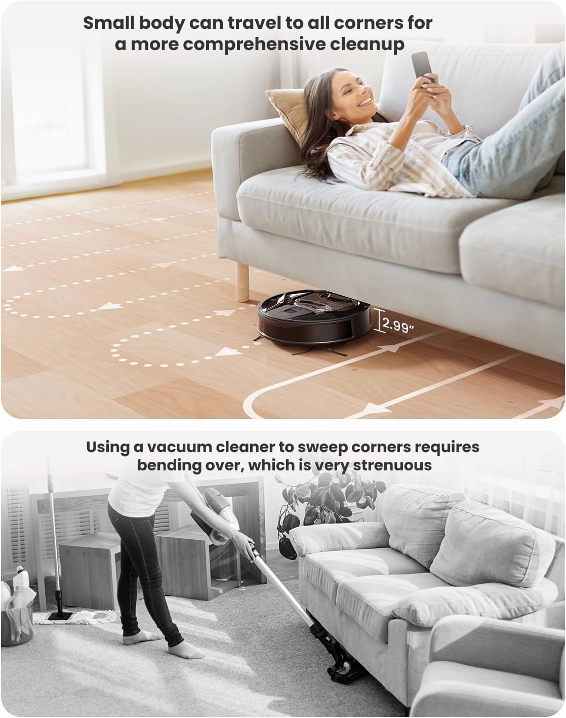 Lefant M320 Robot Vacuum Cleaner, Carpet Detection, 6,000 Pa Suction, Low Noise, 800ml Visible Dustbin, 210 Mins Runtime, Self-Charging, Works with Alexa, Ideal for Hard Floor, Pet Hair, Black