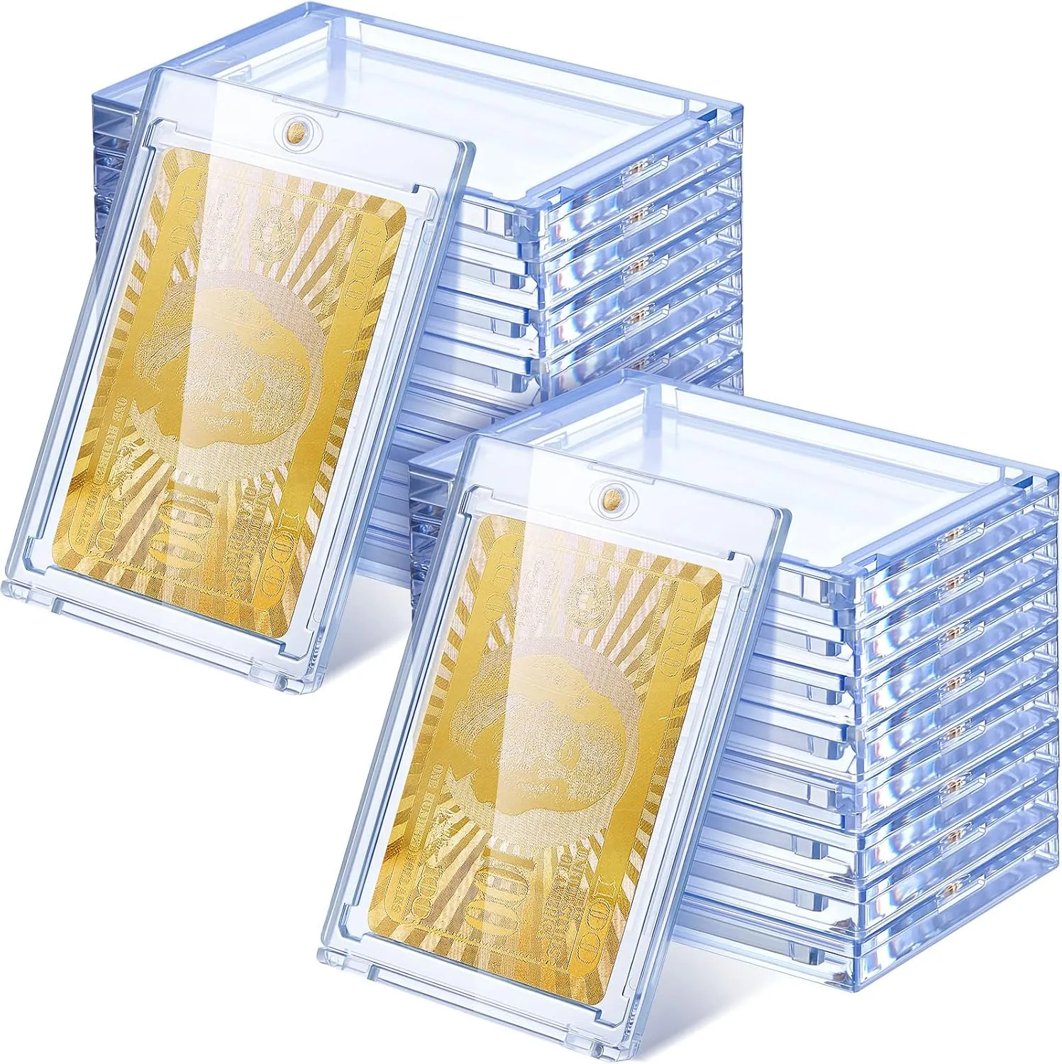 Leinuosen 20 Pcs 180 Pt Magnetic Card Holder for Trading Cards UV Protectors Acrylic Holder Clear Hard Magnetic Case Protectors Compatible with Mtg Trading Cards Sports Baseball Cases Storing