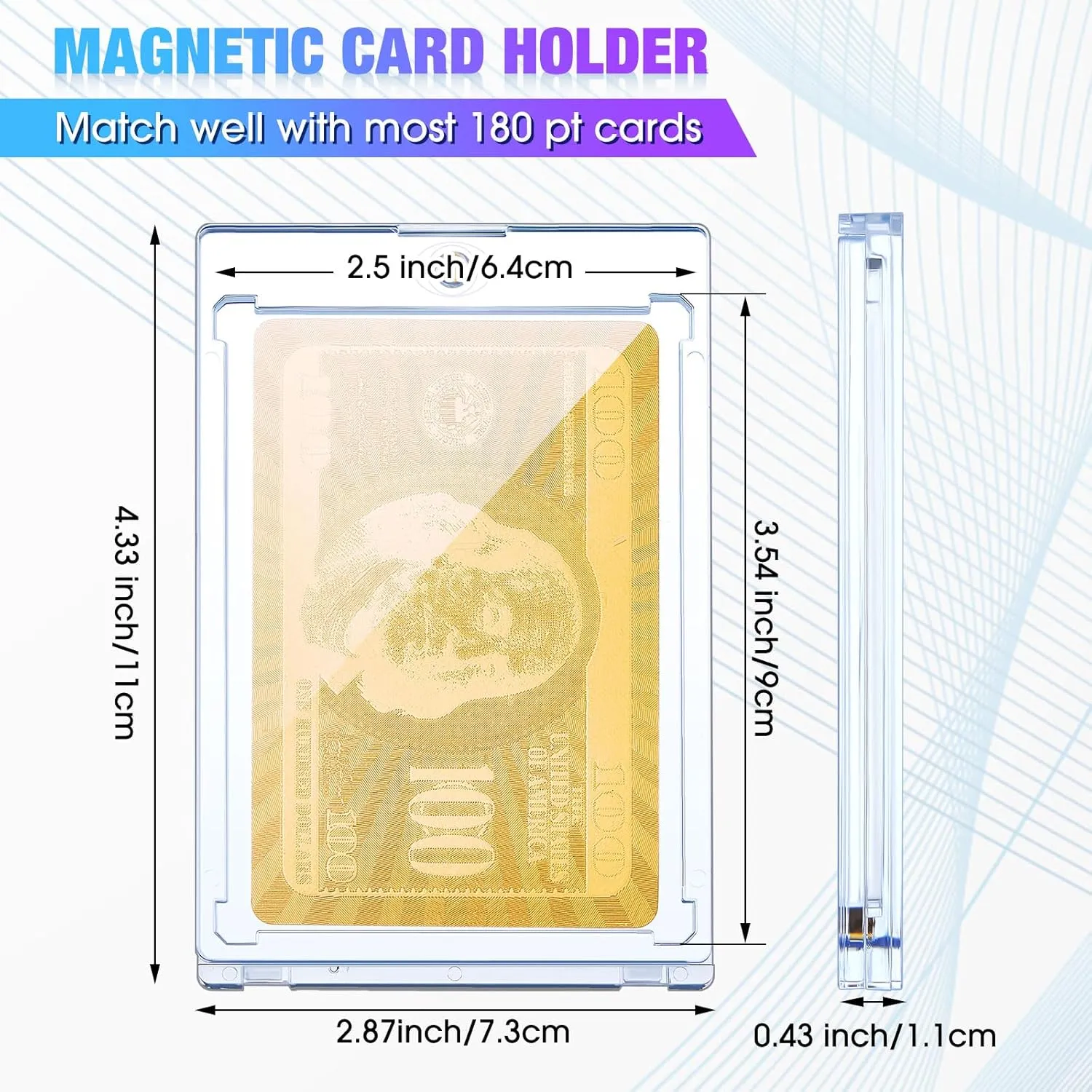 Leinuosen 20 Pcs 180 Pt Magnetic Card Holder for Trading Cards UV Protectors Acrylic Holder Clear Hard Magnetic Case Protectors Compatible with Mtg Trading Cards Sports Baseball Cases Storing
