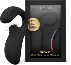 LELO Enigma Dual Stimulation Waterproof Sex Toy for Women with External and Internal Stimulation, Female Sex Pleasure Devices, Vibrator Rabbit and Clitoral Sucker with 8 Vibrating Patterns, Black