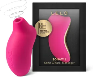 LELO SONA 2 Sonic Waves Clitoral Vibrator, Waterproof Clit Sucking Vibrator, Suction Vibrator for Women for Deeper Satisfaction, Clitoris Stimulator for Woman, Cerise