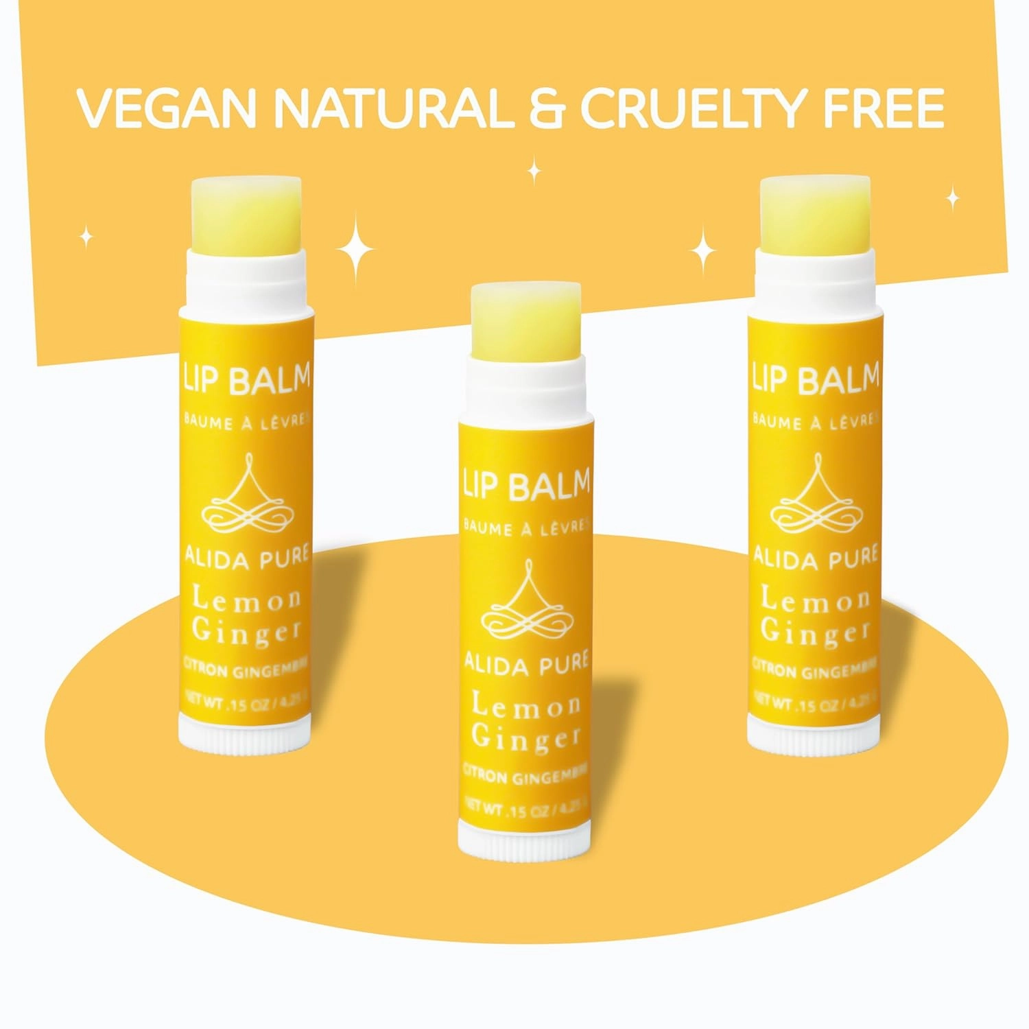 Lemon Ginger Lip Balm Collection, Vegan Set, Bees Wax Free, with Avocado And, Organic Jojoba Oil, Vitamin E, Natural Moisturizer For Dry, Cracked, or Chapped Lips, 3 Tube Set