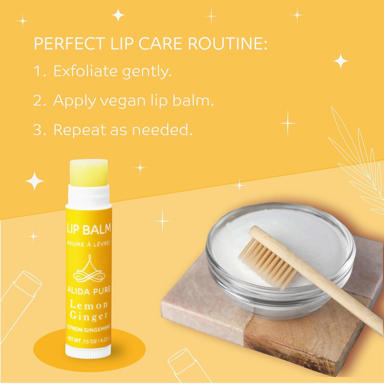 Lemon Ginger Lip Balm Collection, Vegan Set, Bees Wax Free, with Avocado And, Organic Jojoba Oil, Vitamin E, Natural Moisturizer For Dry, Cracked, or Chapped Lips, 3 Tube Set