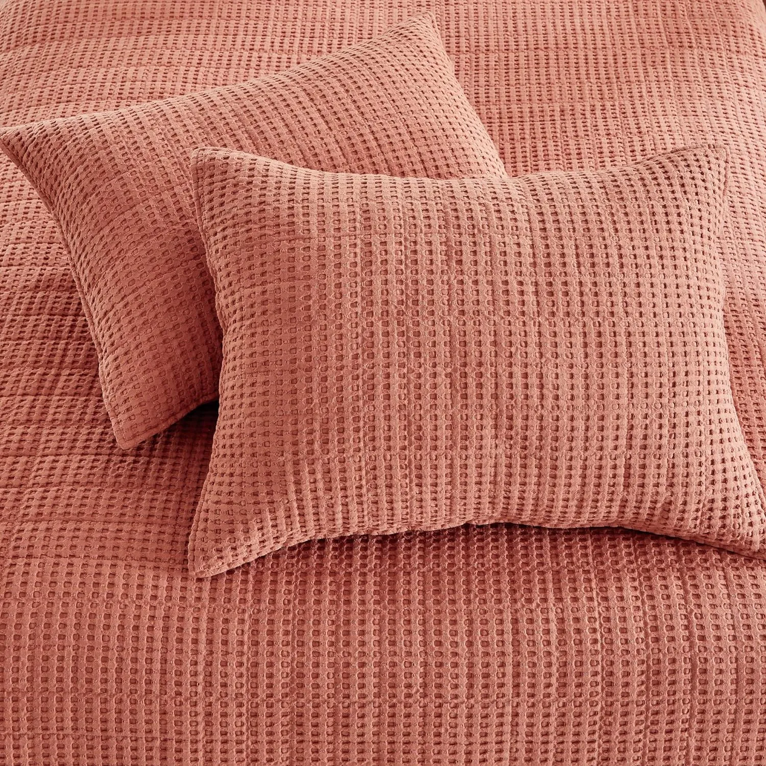 Levtex Home - Mills Waffle - King/Cal King Quilt Set - Adobe Cotton Waffle - Quilt Size (106 x 92in.), Sham Size (36 x 20in.)