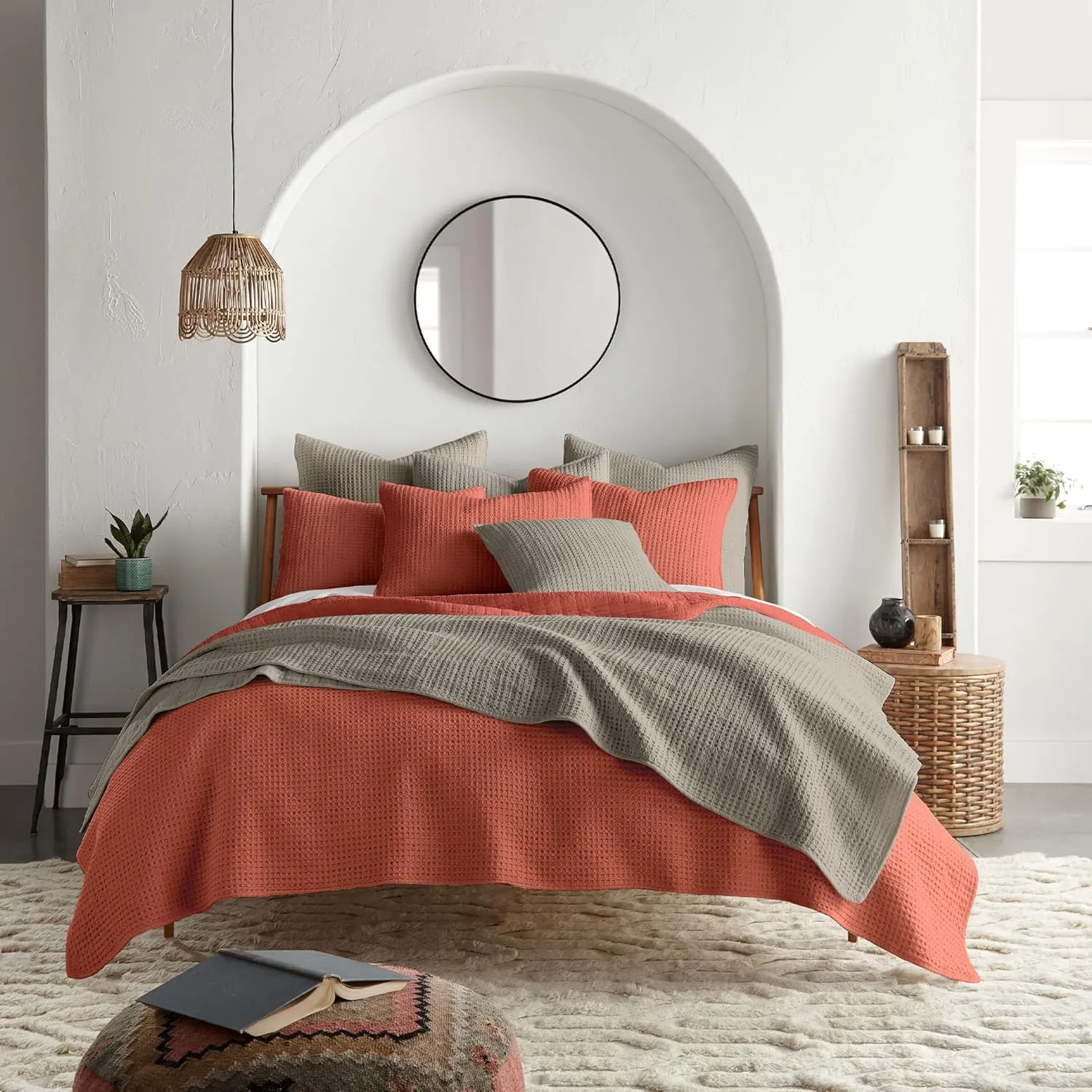 Levtex Home - Mills Waffle - King/Cal King Quilt Set - Adobe Cotton Waffle - Quilt Size (106 x 92in.), Sham Size (36 x 20in.)