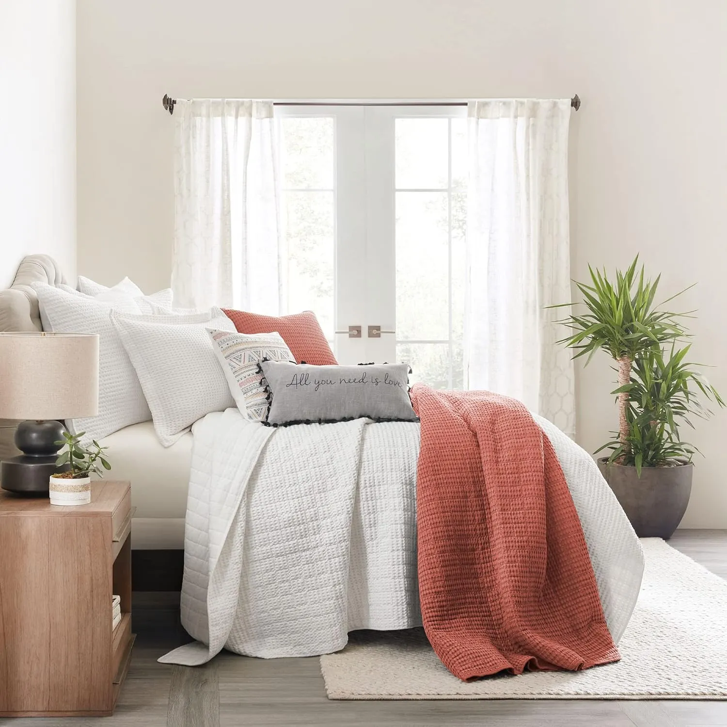Levtex Home - Mills Waffle - King/Cal King Quilt Set - Adobe Cotton Waffle - Quilt Size (106 x 92in.), Sham Size (36 x 20in.)