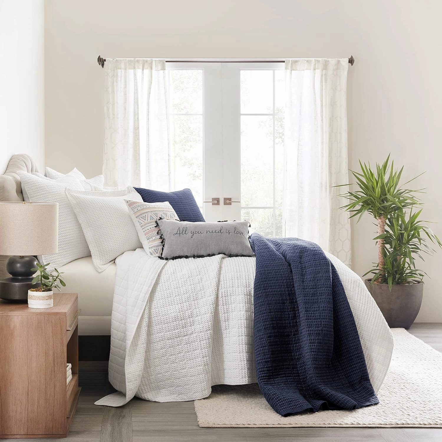 Levtex Home - Mills Waffle - King/Cal King Quilt Set - Navy Cotton Waffle - Quilt Size (106 x 92in.), Sham Size (36 x 20in.)
