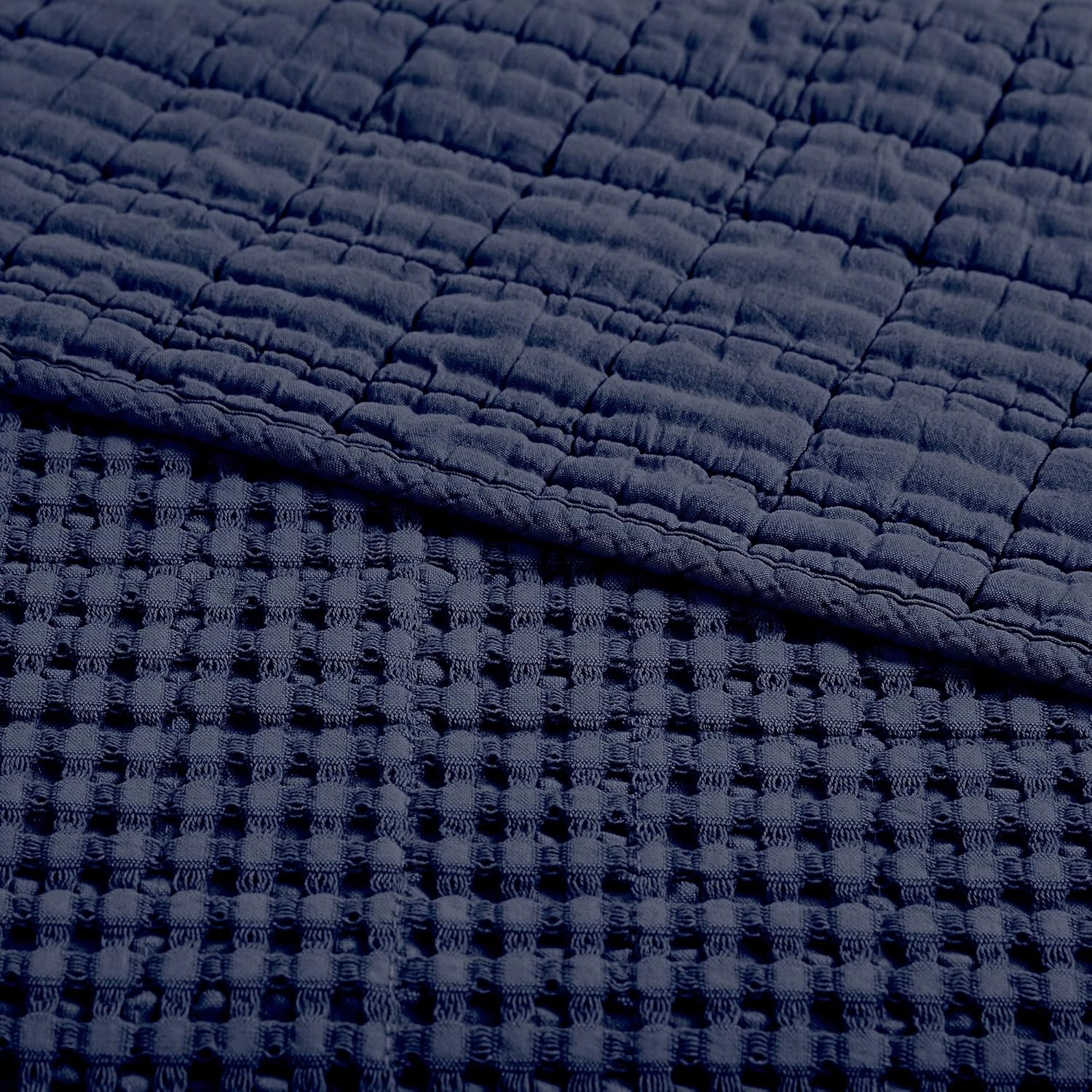 Levtex Home - Mills Waffle - King/Cal King Quilt Set - Navy Cotton Waffle - Quilt Size (106 x 92in.), Sham Size (36 x 20in.)