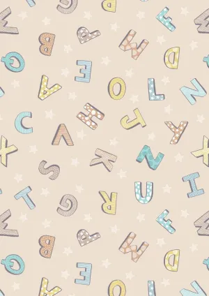 Lewis & Irene Bella Bunny and Bear Fabric Collection Alphabet on Natural A648.2