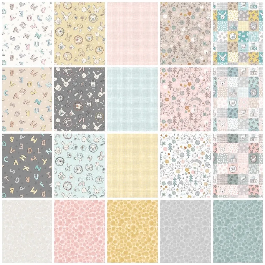 Lewis & Irene Bella Bunny and Bear Fabric Collection Alphabet on Natural A648.2