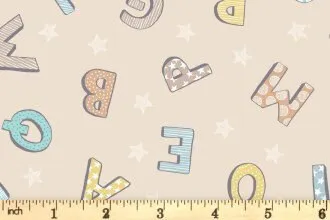 Lewis & Irene Bella Bunny and Bear Fabric Collection Alphabet on Natural A648.2