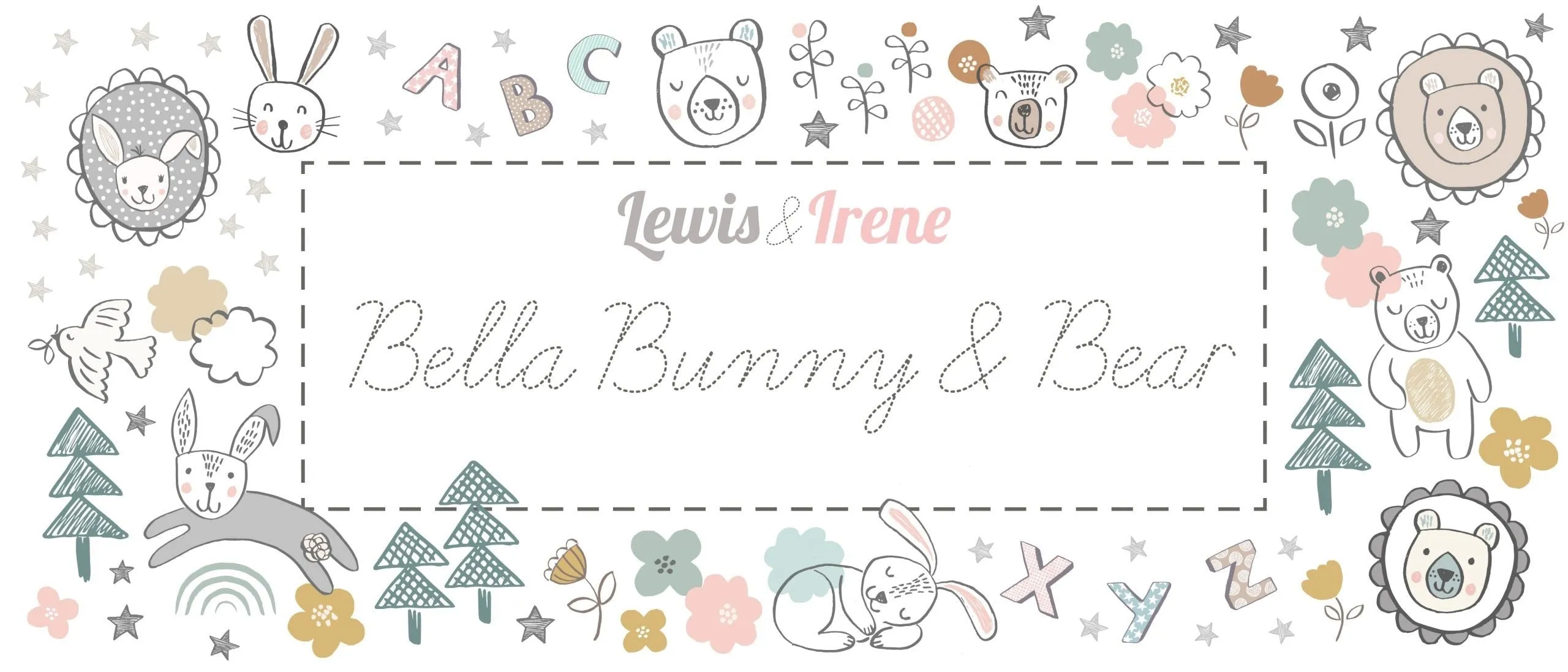 Lewis & Irene Bella Bunny and Bear Fabric Collection Alphabet on Natural A648.2