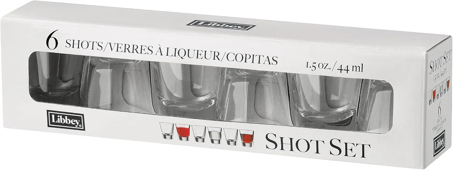 Libbey 1.5-Ounce Clear Shot Glass Set, 6-Piece