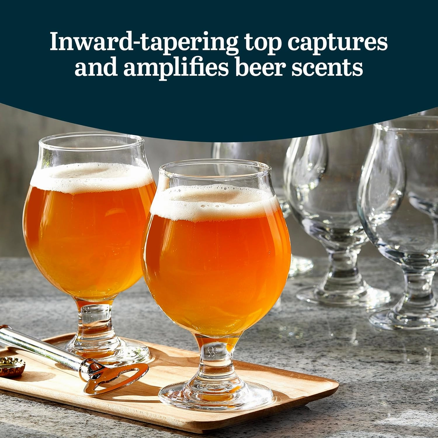 Libbey Entertaining Essentials Belgian Beer Glasses, 13 oz, Craft Beer Glasses Set of 6 for Belgian Ales, Unique Tulip Beer Glasses for Entertaining